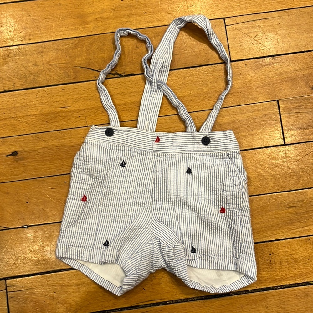 Janie and jack seersucker suspender shorts